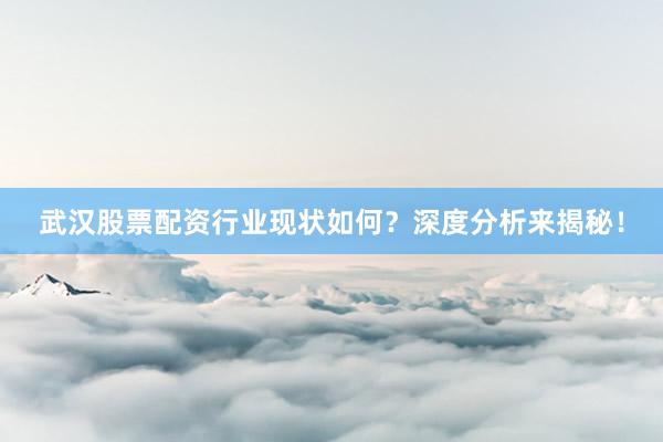 武汉股票配资行业现状如何？深度分析来揭秘！