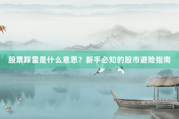 股票踩雷是什么意思？新手必知的股市避险指南